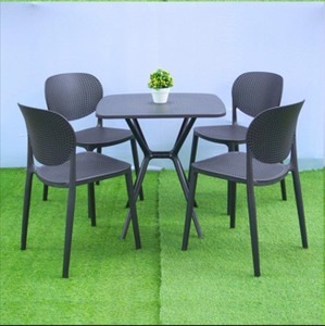 Black High-End Modern Molded Plastic <b>Garden</b> <b>Chair</b> with Holes-Waterproof Durable Comfortable & <b>Stackable</b> Outdoor Furniture - Product Image 2