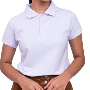 Womens <b>White</b> Cotton <b>Polo</b> Shirt Short Sleeve Solid Color Preppy Style Regular Fit Oxford Fabric Fit OEM Wholesale - Product Image 4