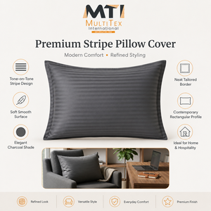 Wholesale Premium Charcoal Tonal Stripe <b>Pillow</b> Cover with Tailored Flange <b>Decorative</b> Rectangle <b>Pillow</b> Case for Hotel Home Beddi - Product Image 3