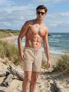 กางเกงขาสั้นลำลองผู้ชายแบบมีเชือกผูก เอวยางยืด เหมาะสำหรับใส่ไปเที่ยวทะเล ออกกำลังกาย วิ่ง หรือใส่เล่นทั่วไป - Product Image 5