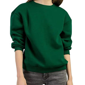 เสื้อสเวตเชิ้ตแขนยาวคอกลมสำหรับผู้หญิง สีเขียวล้วน ใส่ได้ในฤดูใบไม้ร่วง ผลิตจากผ้าฝ้าย 100% ทรงปกติ ระบายอากาศได้ดี - Product Image 6