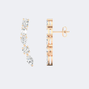 1.40CTW Mixed Shape Diamond Curved Drop <b>Earrings</b> 14k <b>Gold</b> Lab Grown D Color VVS Prong <b>Set</b> Linear Dangle for Women - Product Image 3