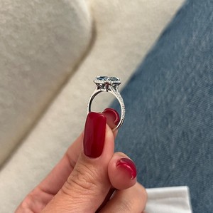 Vivid Blue Cushion Cut Moissanite Classic Halo Ring <b>For</b> Women's original 925 Silver Fine Anniversary Promise Jewelry <b>Her</b> - Product Image 5
