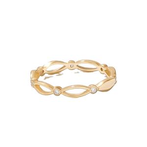 Anillo de Bodas Clásico Personalizado con Diamantes Engastados en Bisel, Oro Sólido de 10K, 14K, 18K para Mujer, Anillo de Diamantes Antiguo, Joyería Fina de Moda - Product Image 1