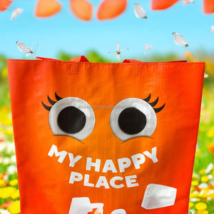 Bolso de compras de diseño personalizado, bolso de viaje reutilizable de laminación amigable con el supermercado con mango de algodón a la moda, tejido - Product Image 5