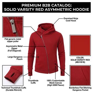 Sudadera con capucha unisex personalizada de felpa francesa con cremallera, bordado, estampado digital, estilo urbano, marca privada - Product Image 6
