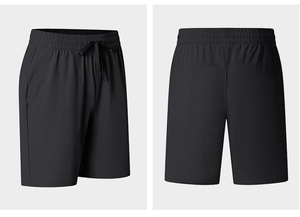 Men's Solid <b>Black</b> Nylon Quick Dry Breathable Drawstring Bermuda Shorts with Pockets Casual Style - Product Image 3