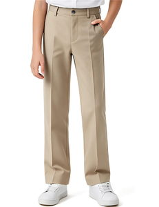 Pantalon chino en twill à taille ajustable pour enfants, uniforme scolaire, pantalon de golf pour garçons, 4 poches, pantalon habillé - Product Image 3