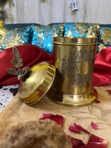 Pot victorien antique en laiton avec couvercle, récipient de rangement décoratif en métal vintage pour la vaisselle et la décoration intérieure - Product Image 6