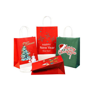 Sacs en papier écologiques personnalisés pour cadeaux de Noël, style sac à main, pour emballages saisonniers - Product Image 2