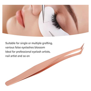 Pinzas para Pestañas de Acero Inoxidable, Pinzas para Pestañas Postizas de Alta Dureza (Pinzas Largas Oblicuas) - Product Image 2