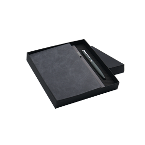 Collection de cadeaux prestigieux pour clients d'affaires comprenant des carnets de notes personnalisés à couverture rigide et des stylos à bille coordonnés, style élégant - Product Image 1
