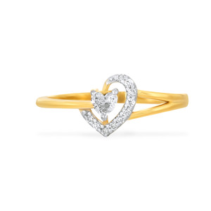 Bague Love Dreamer en diamant, motif Cœur Scintillant, en or jaune 10K, design floral ouvert avec pierres de diamant en forme de cœur 0,25 CT - Product Image 2