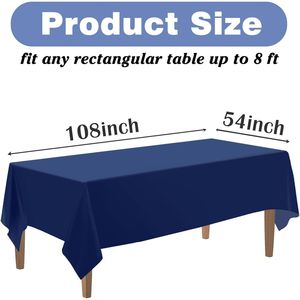Tovaglie Monouso Blu Navy 2 Pezzi 54 X 108 Pollici Rettangolari in Plastica per Feste - Product Image 2