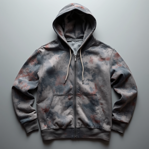 เสื้อฮู้ดซิปแบบวินเทจผ้าฝ้ายฟลีซฟอกกรด พร้อมบริการปรับแต่งแบบ OEM ODM - Product Image 2