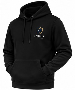Sudadera con Capucha de Forro Polar para Hombre, Color Negro, con Logotipo Frontal, Corte Regular, Estilo Casual, para Otoño, Marca Index Apparel - Product Image 2