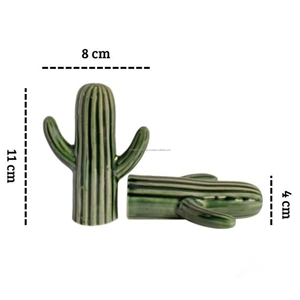 Juego de Salero y Pimentero de Cerámica con Diseño de Cactus |   Vajilla con Acabado Retro Glaseado |   Accesorio Decorativo Ecológico para Cocina y Comedor - Product Image 5