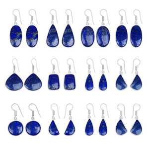 Lapis Lazuli Stone <b>Silver</b> Plated Romantic <b>Dangle</b> Drop Charm <b>Earring</b> Unique Design Women's Anniversary Birthday Party Gift - Product Image 1