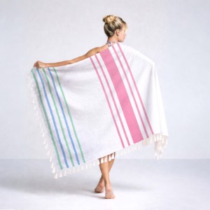 Serviette de Hammam 100% Coton de Haute Qualité, Serviette Fouta en Coton Personnalisée avec Motif Rayé pour Femmes, Exportateur en Inde - Product Image 1