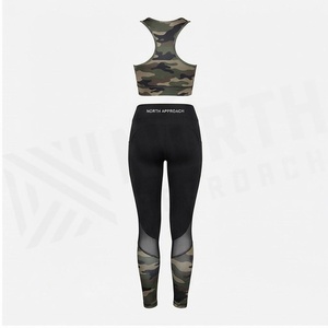 North Approach 2 Piece Yoga Set <b>Camouflage</b> Crop Top High Waist Leggings Full Length Breathable Sportswear - Product Image 2