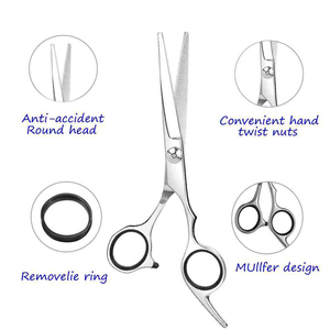 Ensemble professionnel de ciseaux de barbier argentés avec logo personnalisé, ciseaux de coupe de cheveux en acier inoxydable, peigne de coiffure et coffret cadeau, kits de salon - Product Image 4