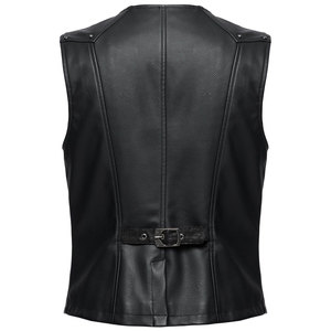 Men Black <b>Gothic</b> Gorgeous Double-Breasted Faux Leather Vintage <b>Gothic</b> Vest - Product Image 3