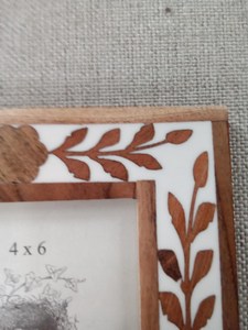 Wood Inlay Picture <b>Frame</b> <b>4</b> <b>x</b> <b>6</b> Photo <b>Frame</b> Floral Pattern Desktop Wall Decor - Product Image 2