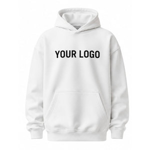Sweat-shirt à capuche unisexe blanc en polaire décontracté pour l'automne, coupe classique, logo imprimé sur le devant, design avec poche - Product Image 2