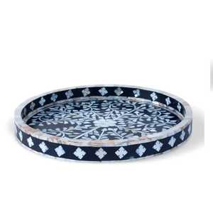 Bandeja de resina personalizada con incrustaciones de nácar para decoración de alimentos, bandeja decorativa para catering de bodas, bandejas de resina con nácar para servir. - Product Image 1
