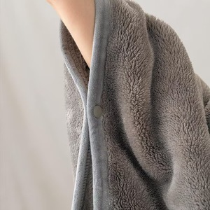 Soft Plush Throw <b>Blanket</b> With Pillow Foldable Rectangular Gray Winter Home Use Machine Wash Knitted Simple Style - Product Image 3