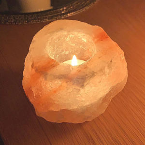 เชิงเทียนรูปหัวใจทำจากเกลือหิมาลัยสีชมพู พรีเมียม งานฝีมือธรรมชาติ รูปทรงโคมไฟ ผลิตด้วยมือในประเทศปากีสถาน - Product Image 5