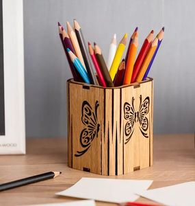 High Quality MDF Pen Stand Holder Hot Selling Rectangle Stationery Organize Pen Holder <b>Creative</b> Desk Pen Holder - Product Image 4