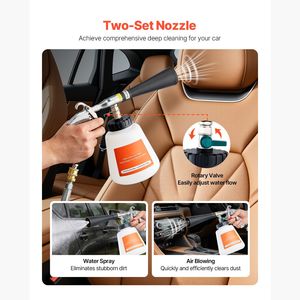 Pistola ad Aria Compressa ad Alta Pressione con 2 Ugelli e Bottiglia per Liquidi da 1L per Pulizia Auto - Product Image 2