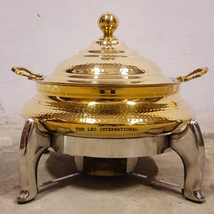Nouvel arrivage : Réchaud de buffet en acier inoxydable martelé texturé pour la restauration, chauffe-plats pour la décoration de table - Product Image 1
