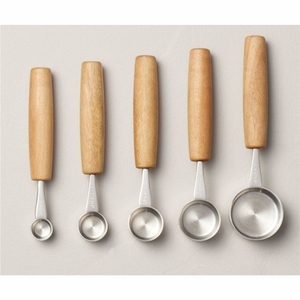 Premium Stainless Steel Measuring Spoons Set with Wooden Handle Metal <b>Engraved</b> Measuring Scoop for Baking Cooking Kitchen <b>Tools</b> - Product Image 4