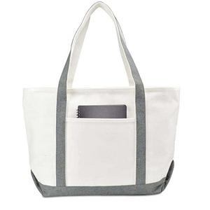 Bolsas de Mano Reutilizables de Lona de Algodón Resistente, Gran Capacidad, con Bolsillo Frontal Práctico y Logotipo Personalizado - Product Image 1