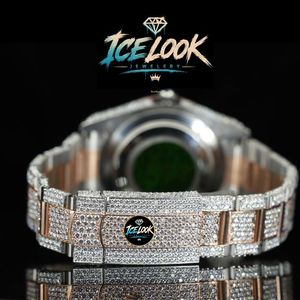 นาฬิกาข้อมือผู้ชาย ICE LOOK หรูหรา ตัวเรือนสแตนเลสประดับเพชรโมอิสซาไนต์ ระบบควอตซ์ แสดงวันที่ สายสแตนเลส - Product Image 2