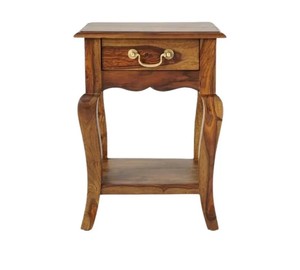 Wholesale Solid Sheesham Wood Bedside <b>Table</b> with Drawer | Vintage Curved Leg Wooden <b>side</b> <b>table</b> | End <b>Table</b> with <b>Storage</b> Shelf - Product Image 3