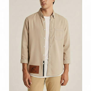 OEM Custom <b>Men's</b> Casual <b>Denim</b> Long Sleeve <b>Shirt</b> Breathable Summer Customized Logo Print Pattern Made Polyester - Product Image 3