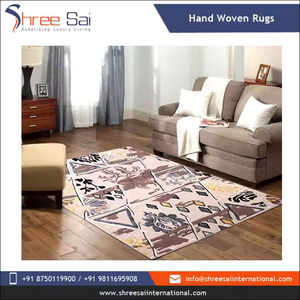 Best Selling Indian Manufacturer's Modern Geometric Hand Woven Cotton Printed Embroidered <b>Rugs</b> for Living Room at Price - Product Image 2