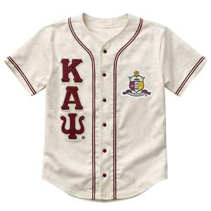 Maillot de baseball Kappa Alpha Psi Kream en mélange de coton premium, broderie de l'écusson grec, coupe athlétique, vêtements de fraternité - Product Image 4