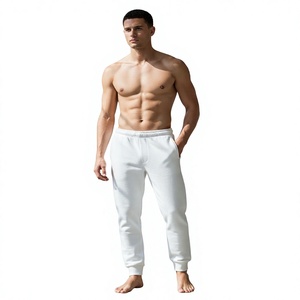 PRO ENTERPRISES Men's <b>White</b> Cotton High Waist Elastic Waist Vintage Quick Dry Casual <b>Joggers</b> with Pockets Autumn Wear - Product Image 6