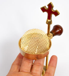 Adjustable Brass Resin Burner Tealight <b>Candle</b> Heater Red Enamel Cross Church Altar Incense Censer Bulk Factory - Product Image 2