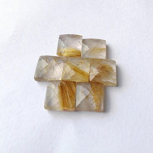 Piedra Preciosa Natural de Rutilo Dorado, Corte Cuadrado Tipo Checker, Parte Posterior Plana, Calibrada y de Calidad - Product Image 1