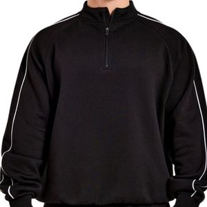 Sweat-shirt oversize à col montant et fermeture éclair quart de tour pour homme, manches longues, style décontracté et sportif avec passepoil contrastant, streetwear - Product Image 3