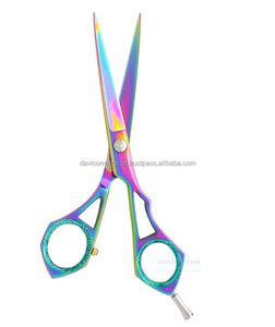 Tijeras de peluquero, tijeras de corte de pelo profesionales con revestimiento de titanio arcoíris, herramienta de peluquería de salón de acero inoxidable colorida - Product Image 4