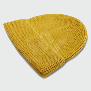 Bonnet unisexe jaune 100% acrylique tricoté à la machine, couleur unie, décontracté, pour l'hiver, pour adultes, circonférence de la tête 56-58 cm - Product Image 1