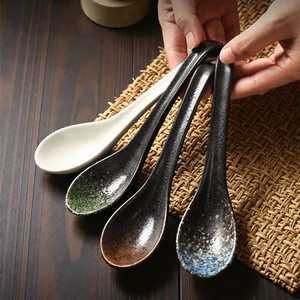Cuillères en céramique de style japonais et coréen, cuillères à soupe pour hôtel et restaurant, cuillères à long manche pour nouilles Lamian, par UO - Product Image 6