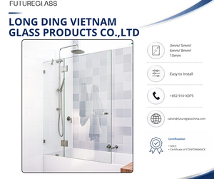 Paroi de douche en verre trempé ultra-transparent, moderne, poli, massif, 4 mm, 5 mm, 6 mm, résistant à la chaleur, avec bords lisses et sécurisés - Product Image 1