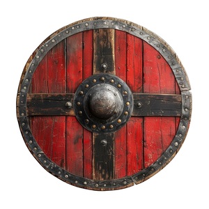Escudo Vikingo Medieval Hecho de Madera, Escudo Redondo de Guerrero para Disfraces Históricos Nórdicos, Recreación Histórica, Festivales y Espectáculos - Product Image 6